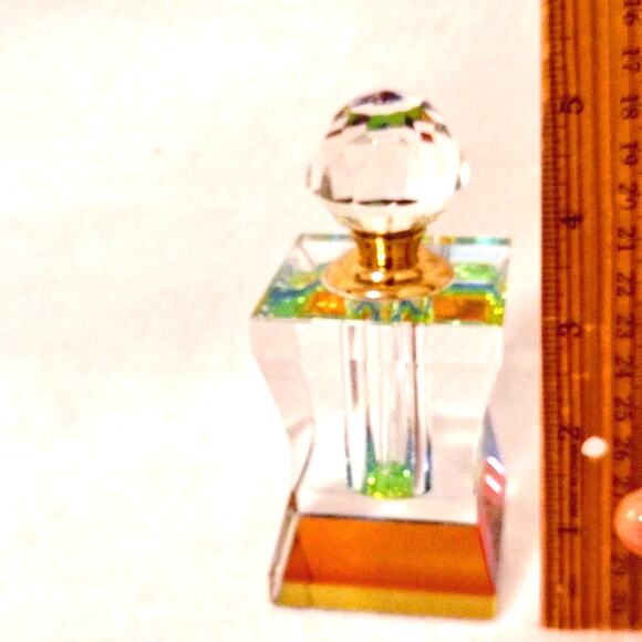 Rainbow Clear Prism Crystal Faceted Perfume Fragrance Oil ArtGlass BottleStopper - Picture 3 of 10